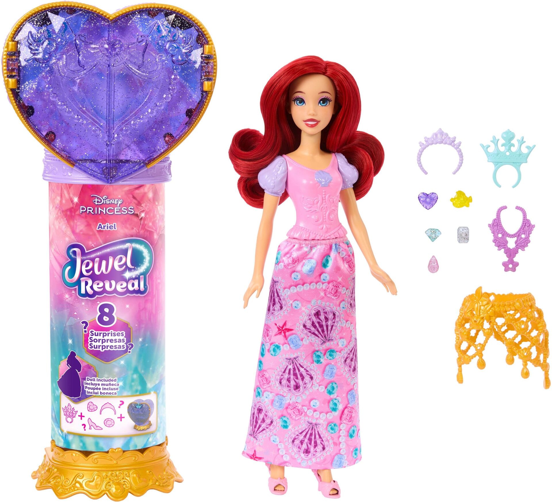 Disney Prinzessin Juwel Reveal Ariel Puppe - Mattel - MATTEL JHL49 Puppe - Mattel - Disney Prinzessin Juwel Reveal Ariel Puppe - Modell MATTEL JHL49