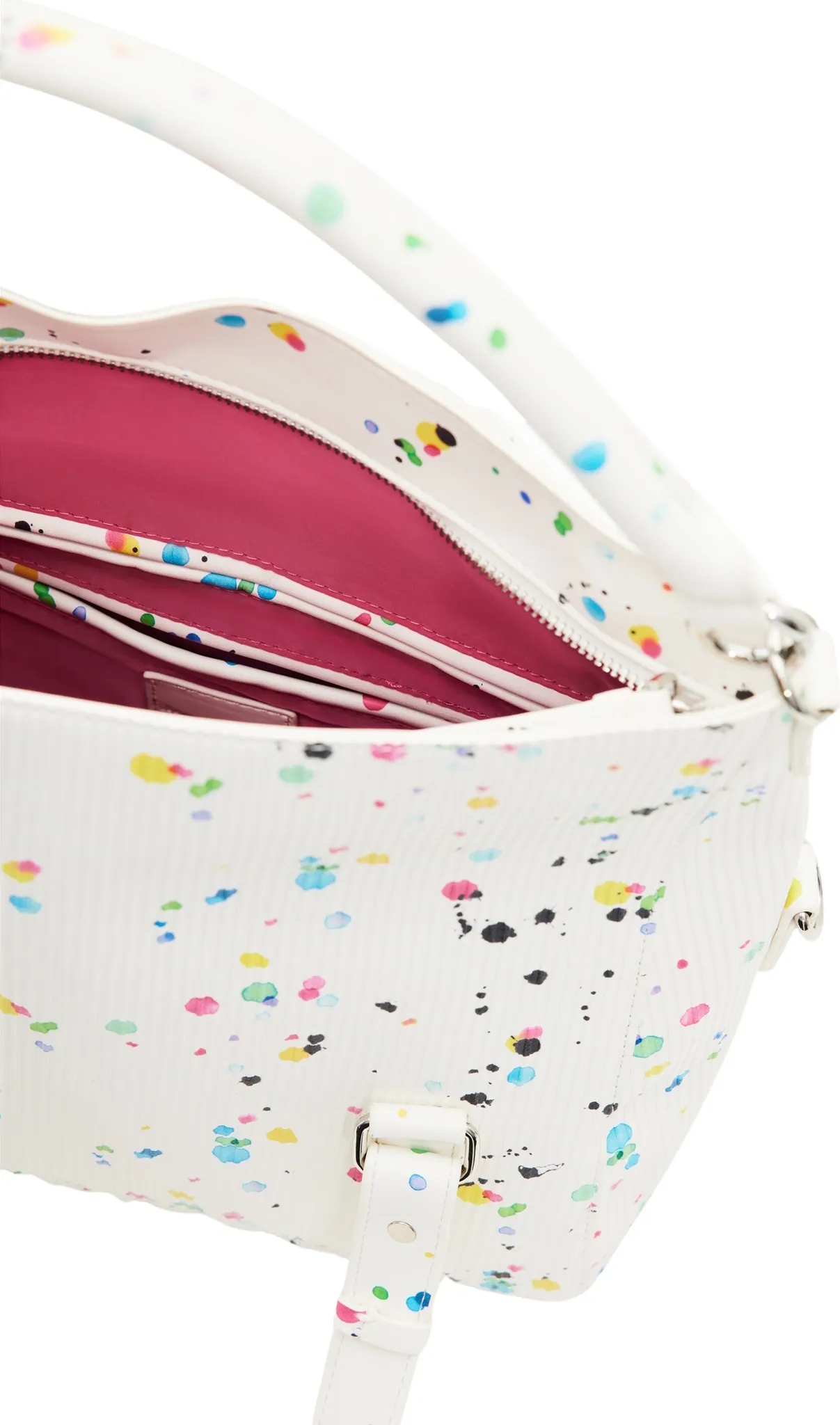 Desigual Damen „Fantastic“ - Weiß mit Farbspritz-Design 22WAXPB6 Handtasche Desigual Damen „Fantastic“ - Weiß mit Farbspritz-Design 22WAXPB6 Handtasche