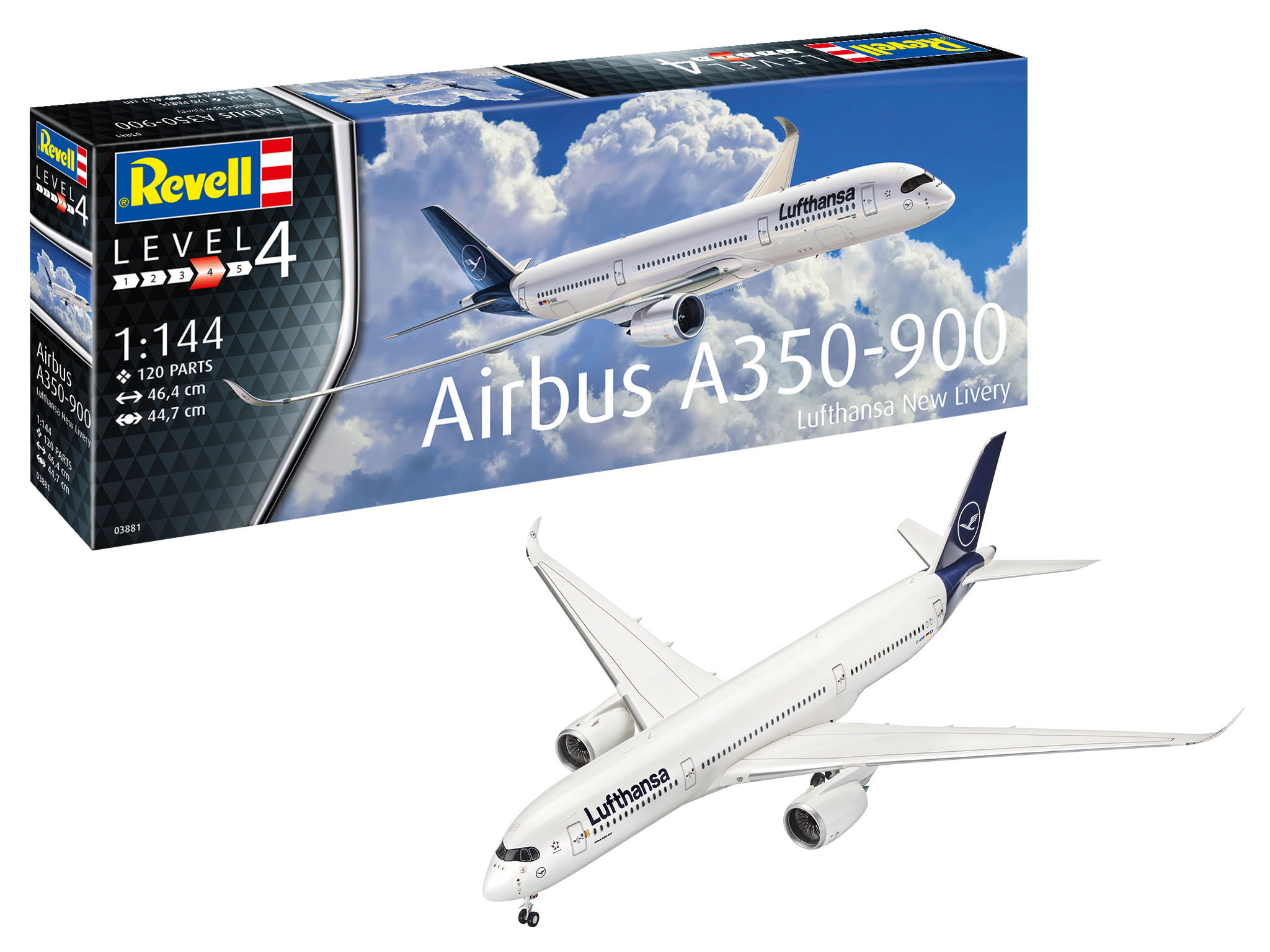 Revell 03881 Airbus A350-900 Lufthansa New Livery Modellbausatz Flugzeug, Verkehrsflugzeug, Fahrzeug, Flug