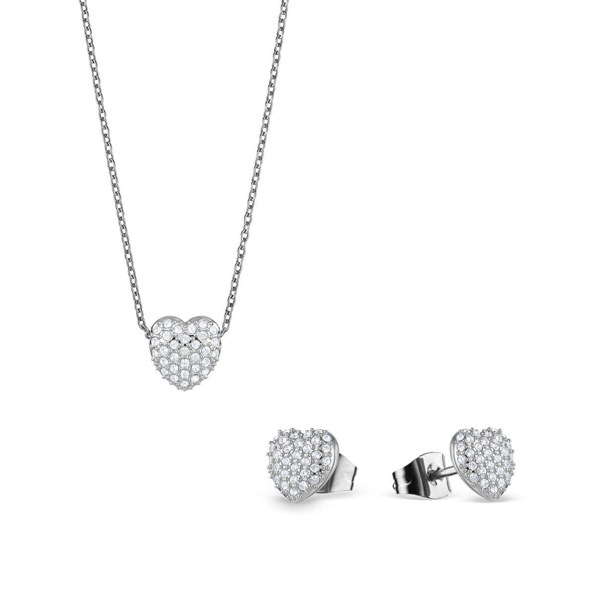 Bering 468-768-Steel Damenset, Kette/Ohrringe, Silber, Herz