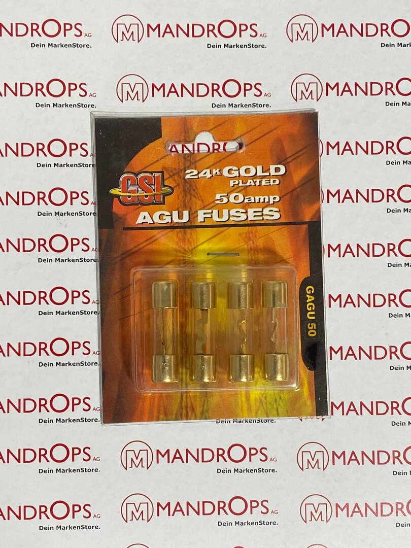 GSI GAGU50, Glas-Sicherung 50A, 4 Stück im Blister, Kontakte vergoldet GSI, GAGU50, Glas-Sicherung, 50A, 4, Stück, im, Blister, Kontakte, vergoldet
