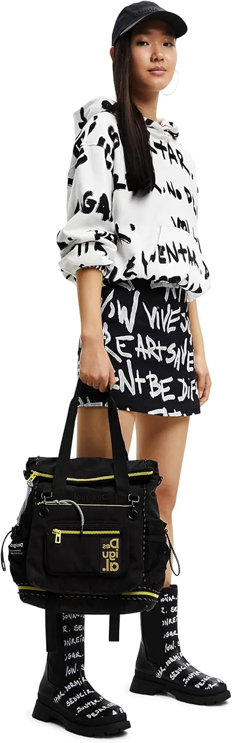 Desigual Damen Sweatshirt - Weißes Sweatshirt mit Schriftprint 22WWSK441001 GR. M