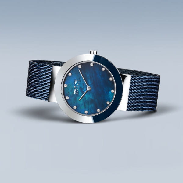 Bering 11435-387 Damenuhr, Milanaise/Keramik, Blau
