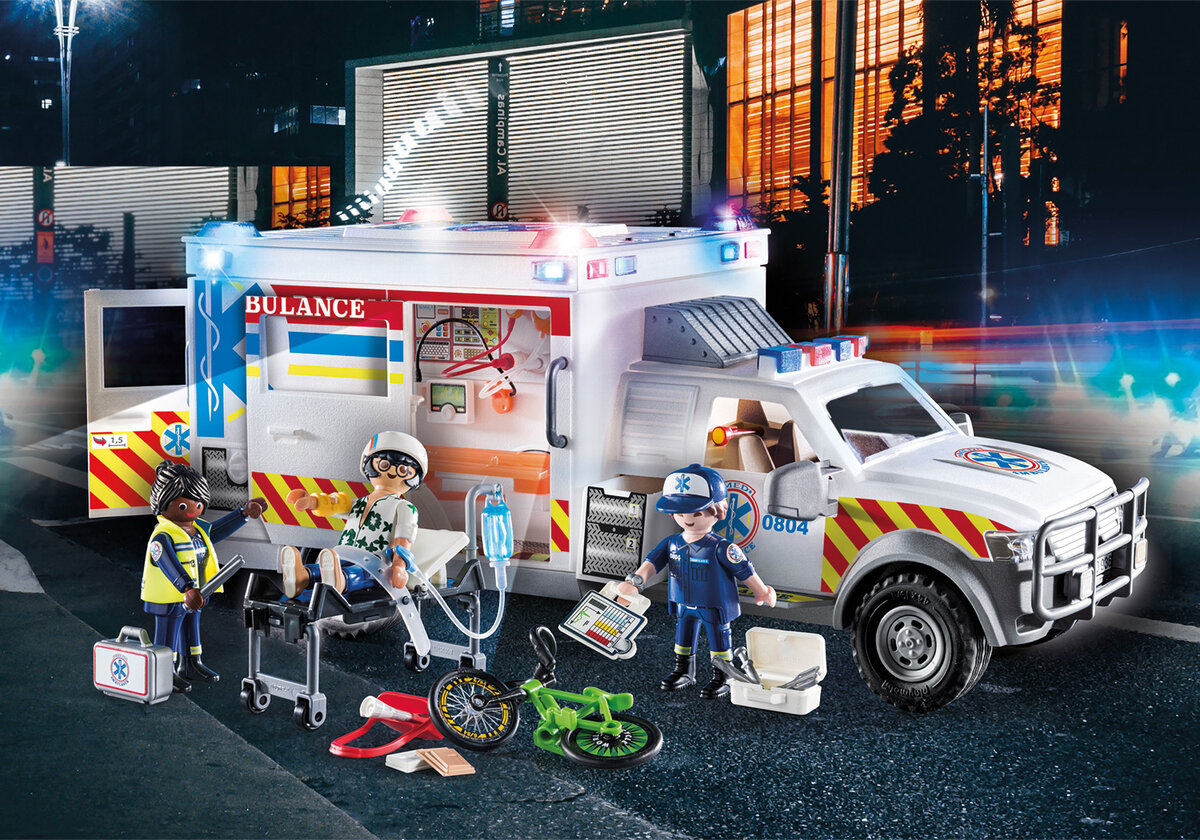 PLAYMOBIL 70936 Rettungs-Fahrzeug: US Ambulance Rad, Junge, Kind, Männlich, Person