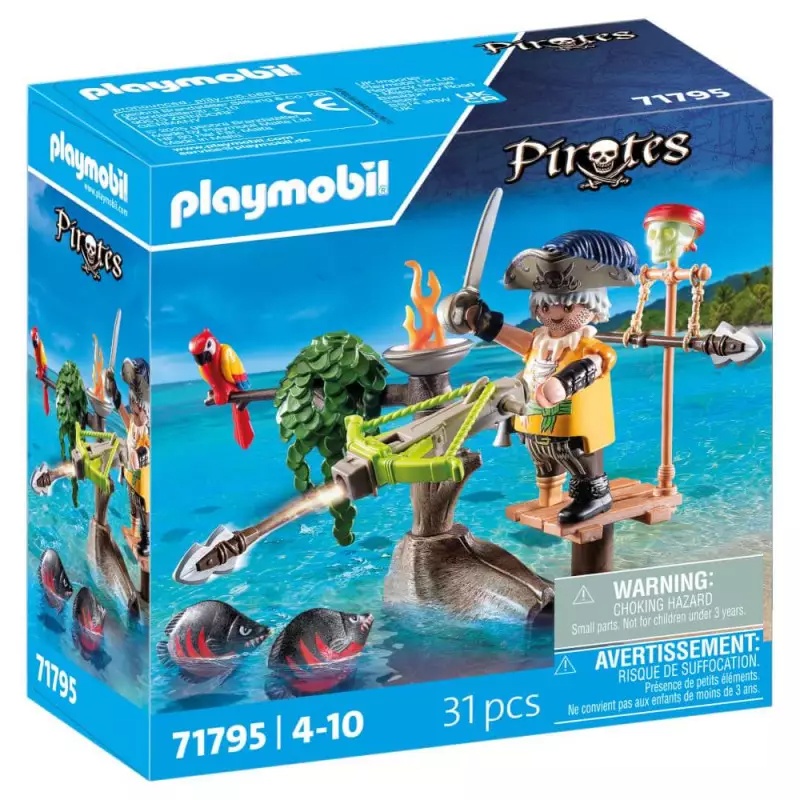 PLAYMOBIL 71795 - Pirates: Piratin mit Floß, Balliste & Kristallschädel Person, Werbung, Schwert, Waffe