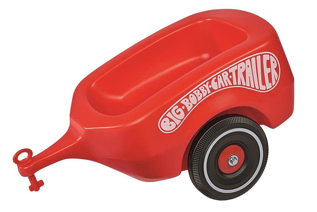 BIG Bobby Car Anhänger Rot Klassischer Trailer für Kinderfahrzeuge ab 1 Jahr Maschine, Rad