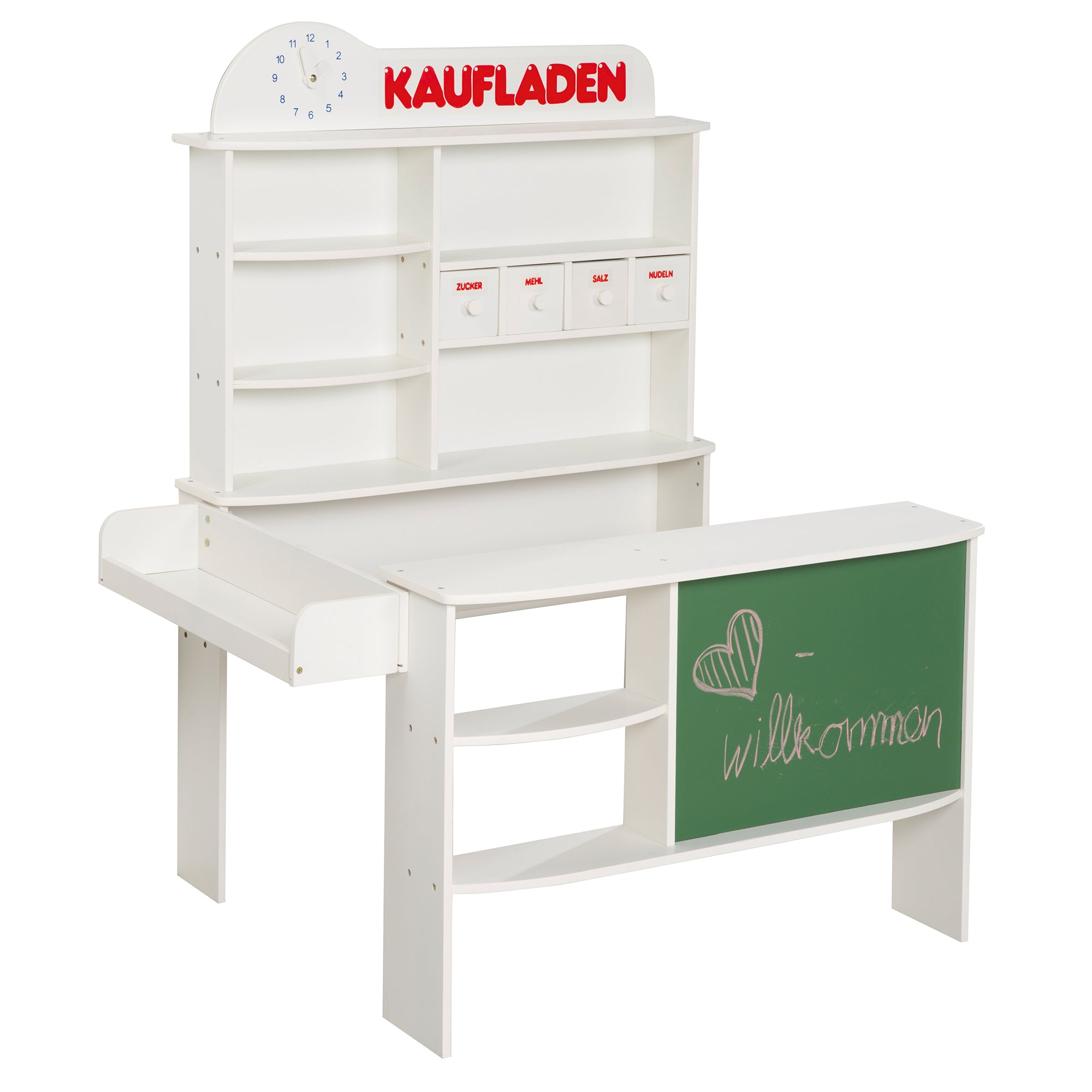 Roba 9892W Verkaufsstand, 4 Holzschubläden weiß – Rollenspiel - Bild 1 Roba 9892W Verkaufsstand, 4 Holzschubläden weiß – Rollenspiel - weiß - Rollenspiel - Produktbild 1