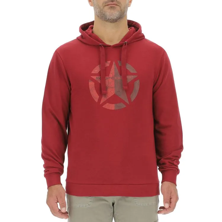 JEEP Herren Hoodie O103279RT - Dunkelrot mit großem Stern-Print JEEP Herren Hoodie O103279RT - Dunkelrot mit großem Stern-Print