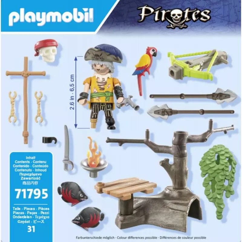 PLAYMOBIL 71795 - Pirates: Piratin mit Floß, Balliste & Kristallschädel Spielzeug, Person