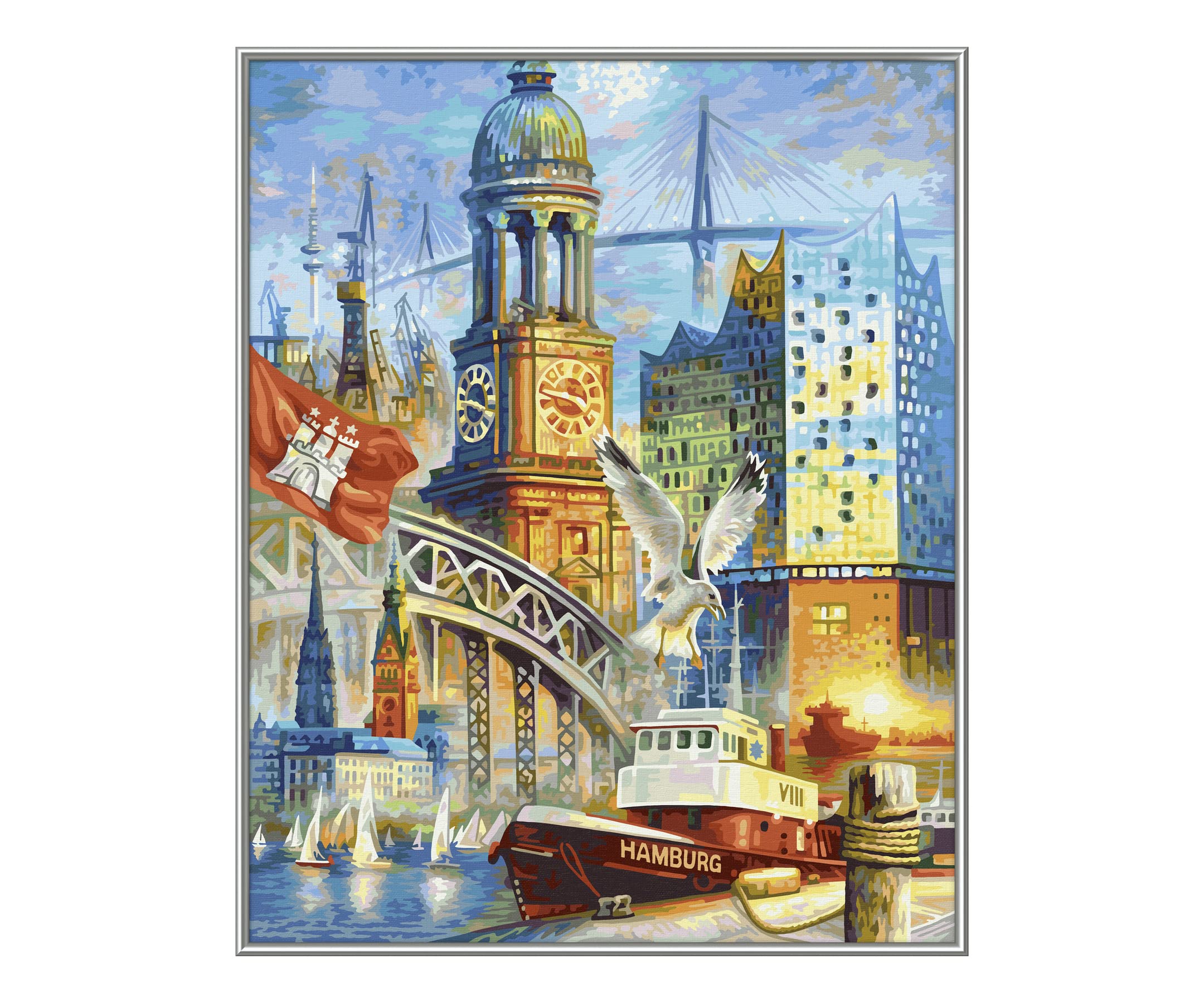 Kunst, Malerei, Metropolis, Glockenturm, Vogel