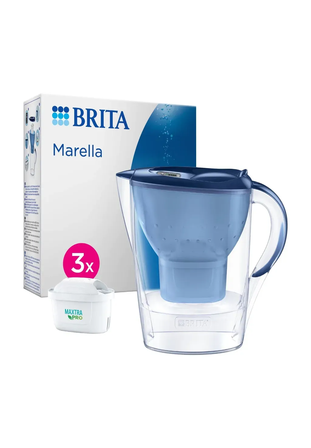 BRITA Marella - Wasserfilter-Kanne 2,4 l, Blau, inkl. 3 MAXTRA PRO Kartuschen BRITA Marella - Wasserfilter-Kanne 2,4 l, Blau, inkl. 3 MAXTRA PRO Kartuschen