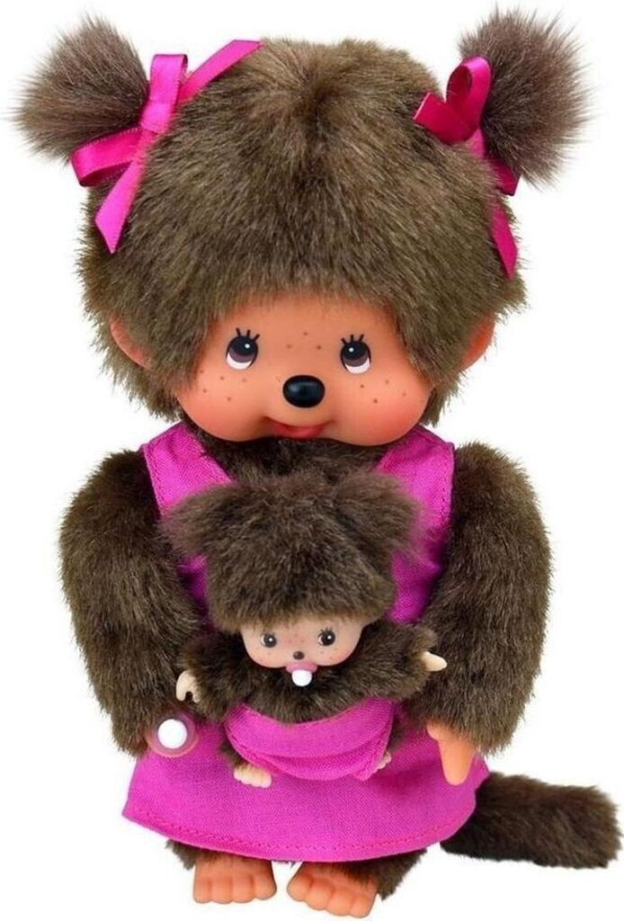 Monchhichi Mother Care Pink Girl, ca. 20 cm Puppe, Spielzeug, Gesicht, Kopf, Person