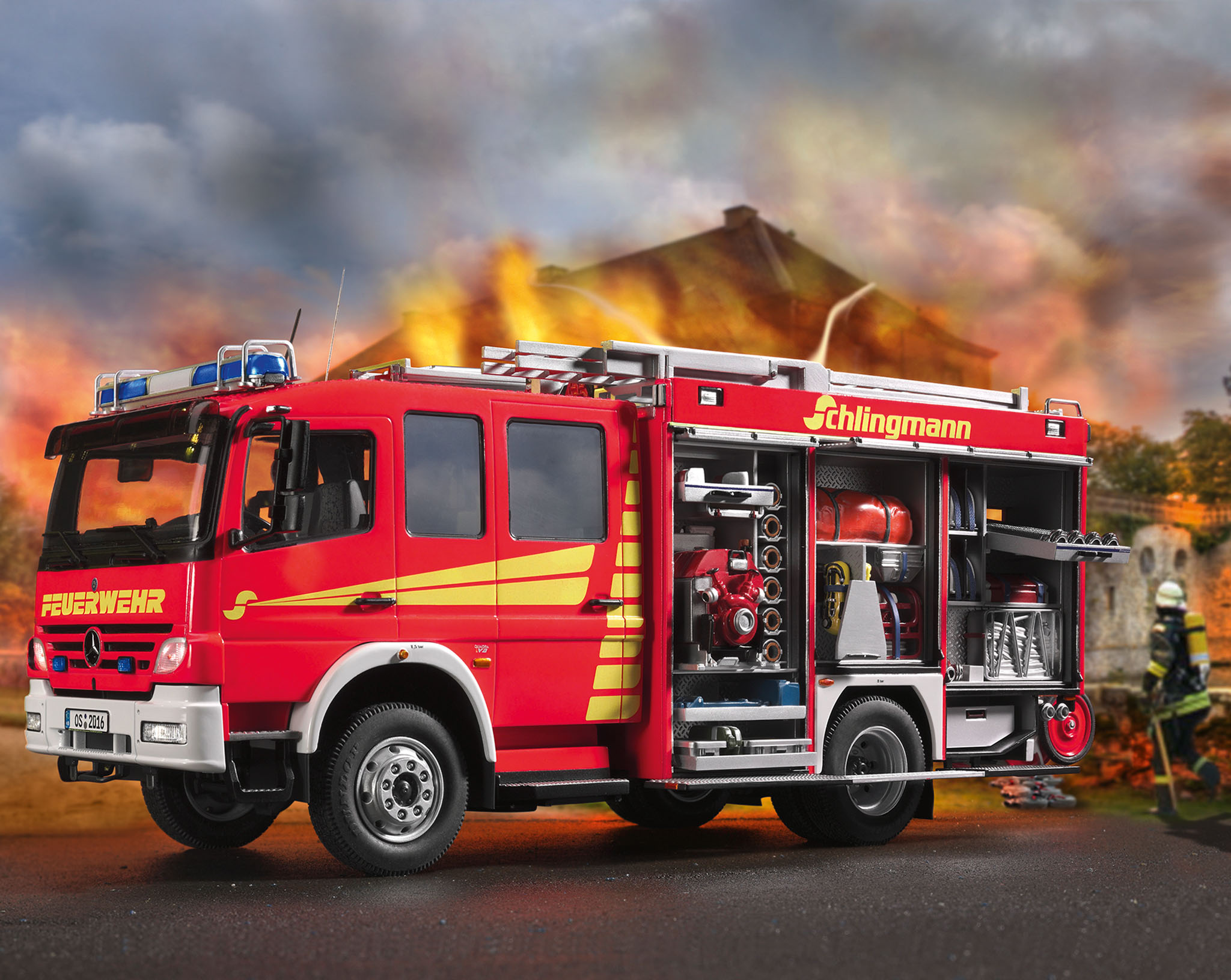 Revell 07404 Schlingmann LF 20/16 Modellbausatz Helme, Fahrzeug, Person, Rad, Lastwagen