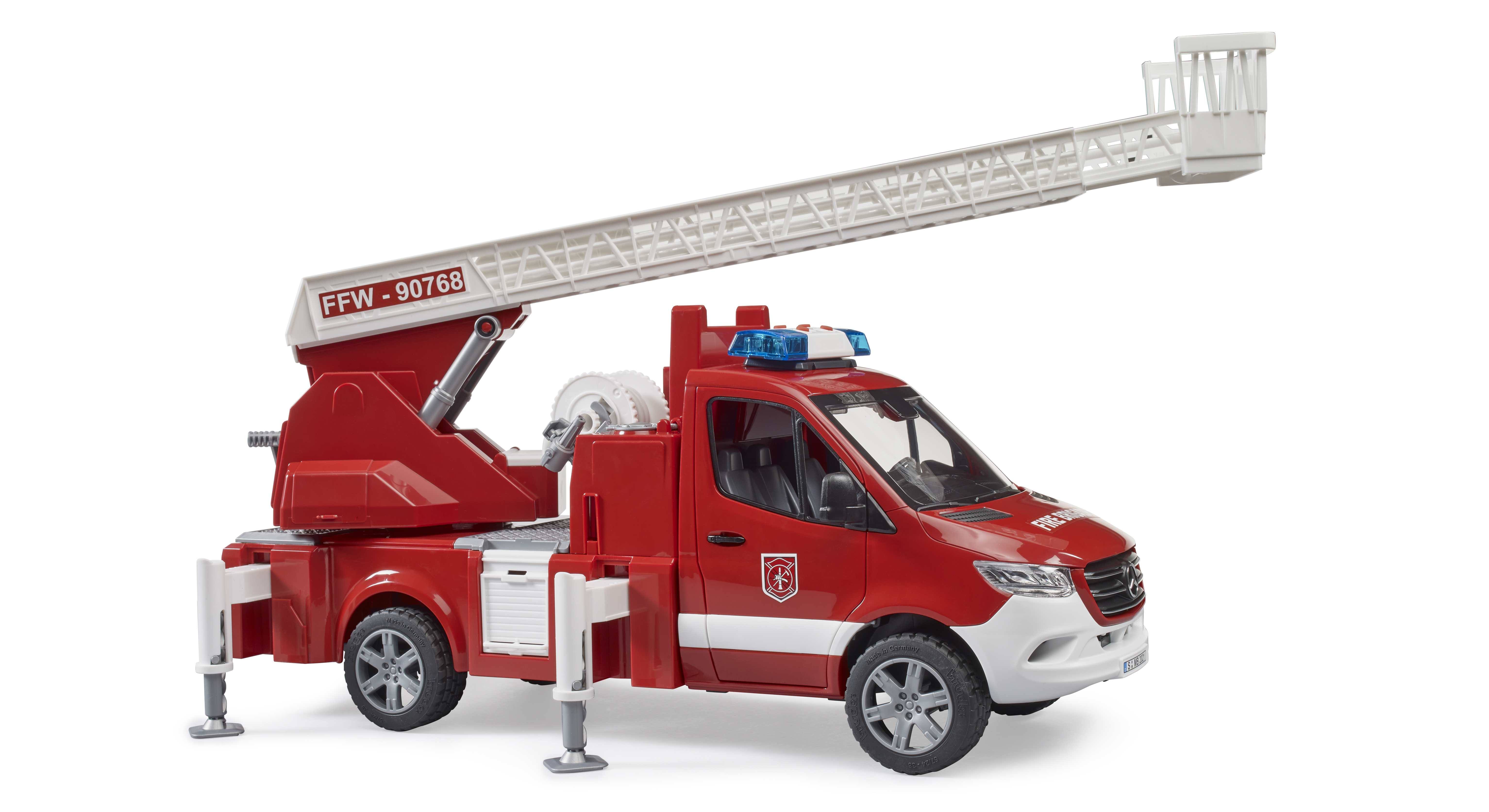 BRUDER 02673 - MB Sprinter Feuerwehr mit Drehleiter, Pumpe und Light & Sound Modul - Bild 2 BRUDER 02673 - MB Sprinter Feuerwehr mit Drehleiter, Pumpe und Light & Sound Modul - Bild 2