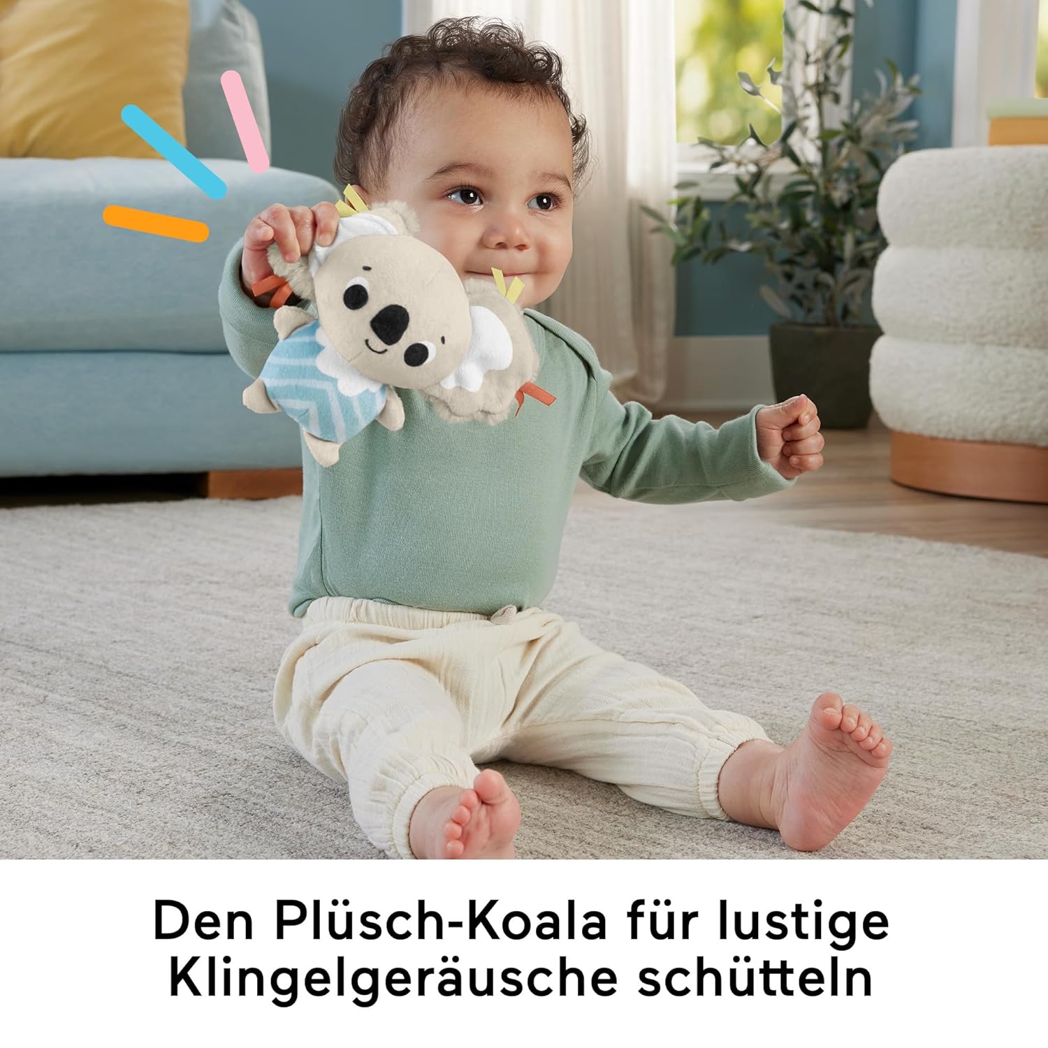 Fisher-Price Simply Senses Sensorische Erlebnisdecke mit 6 Spielzeugen HRB15 Person, Portrait, Finger, Baby, Sitzen