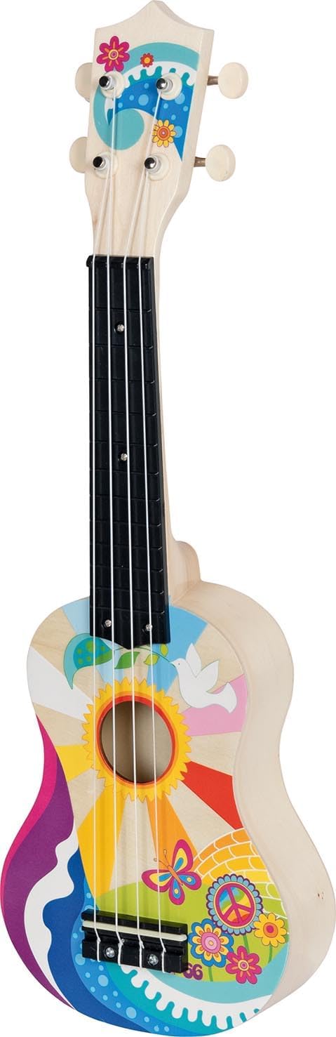 GOKI 61847 Ukulele Flower PowerKindergitarre im Retro-Stil für musikalische Freiheit