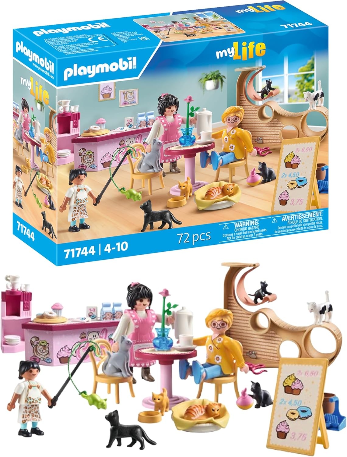 PLAYMOBIL 71744 My Life: Katzencafe mit Katzen, Snacks & Zubehör PLAYMOBIL, 71744, My, Life:, Katzencafe, mit, Katzen, Snacks, &, Zubehör, Puppe, Spielzeug, Figur, Person, Baby