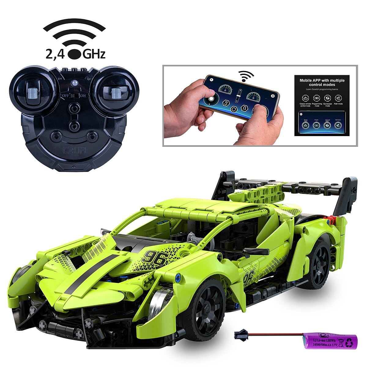 JAMARA CaDA Phantom Ghost 1:14 grün 2,4GHz Bricks ab 6 Jahren