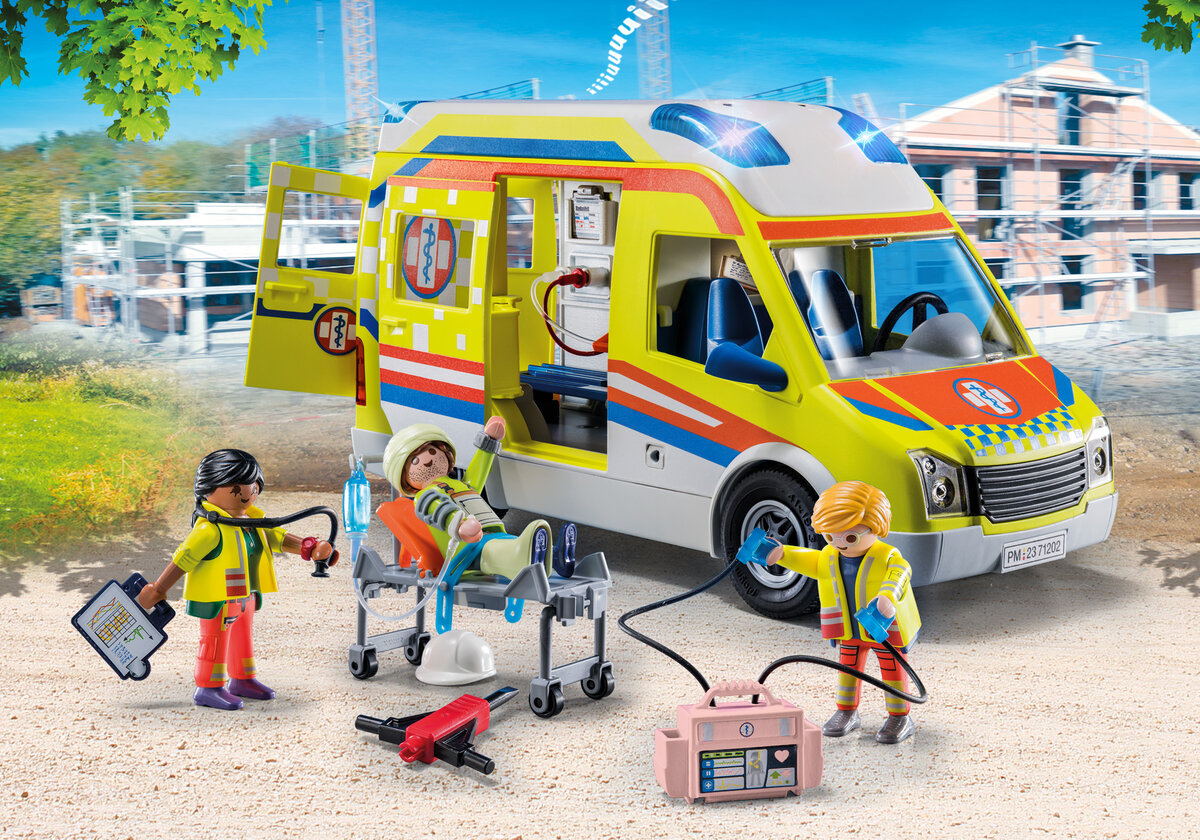 PLAYMOBIL 71202 Rettungswagen mit Licht und Sound Lieferwagen, Kind, Weiblich, Mädchen, Person