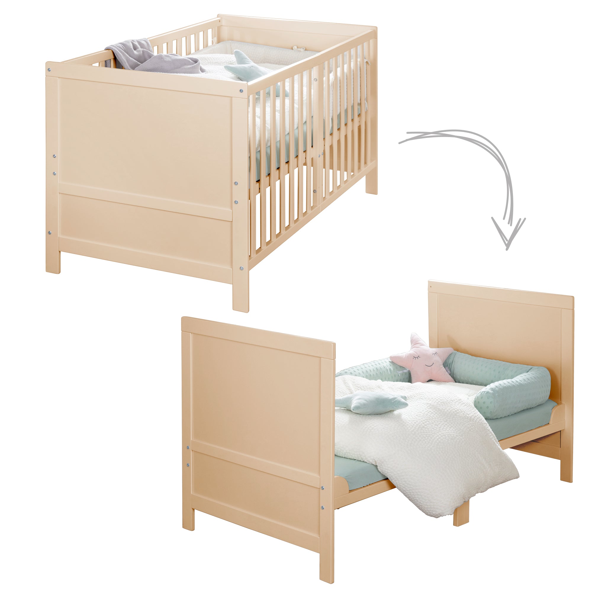 Roba 0194NAM Kombi-Kinderbett 70x140 cm + Matratze natur lackiert – Komplettbettsets & Einzelbetten - Bild 3 Roba 0194NAM Kombi-Kinderbett 70x140 cm + Matratze natur lackiert – Komplettbettsets & Einzelbetten - Produktbild 3