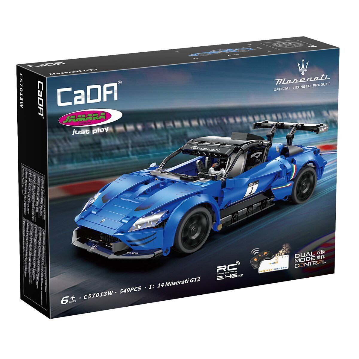 JAMARA CaDA Maserati GT2 1:14 blau 2,4GHz Bricks ab 6 Jahren