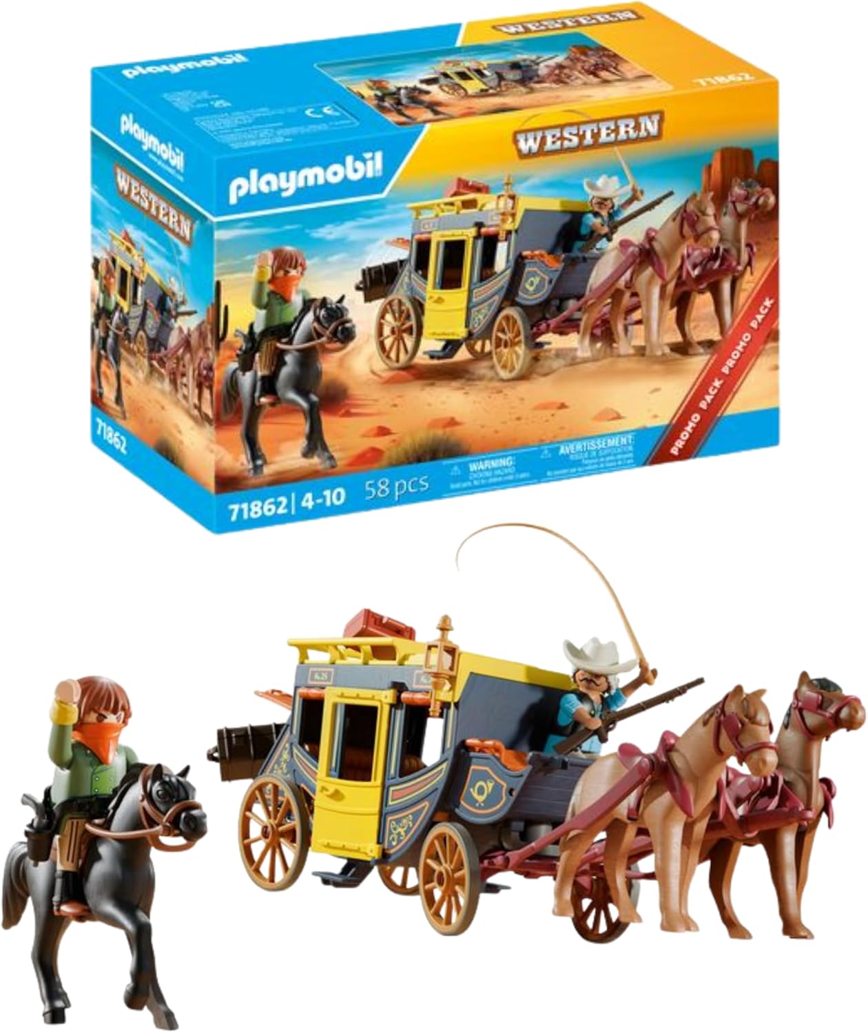 PLAYMOBIL 71862 Postkutschenüberfall im Wilden Westen Western-Abenteuer mit Kutsche und Figuren PLAYMOBIL, 71862, Postkutschenüberfall, im, Wilden, Westen, Western-Abenteuer, mit, Kutsche, und, Figuren