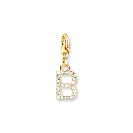 Thomas, Sabo, Anhänger, Charm-Club, Buchstabe, B, Vergoldet, Gelbgold, Zirkonia, Weiß, 1965-414-14, Zubehor, Ohrring, Schmuck