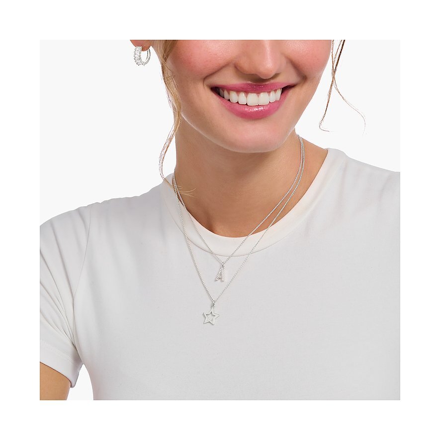 Thomas Sabo Kette Mit Anhänger Buchstabe A Länge 45 Cm Silber KE2240-051-14-L45V Zubehor, Anhänger, Schmuck, Halskette