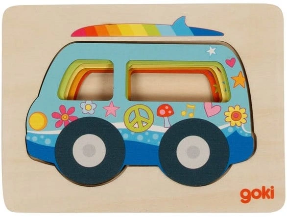 goki Holzpuzzle „Autos“ - buntes Fahrzeug-Puzzle für Kinder