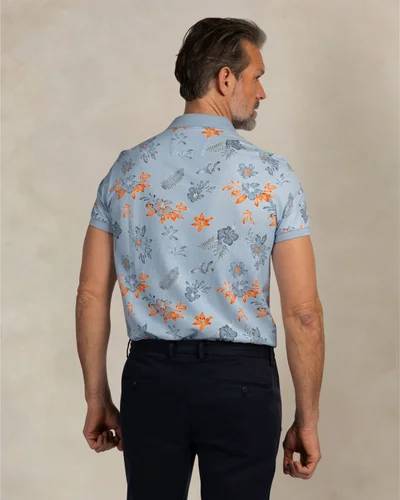 NZA 26CN124SB/XXL Poloshirt - Hellblau / Blumen - XXL