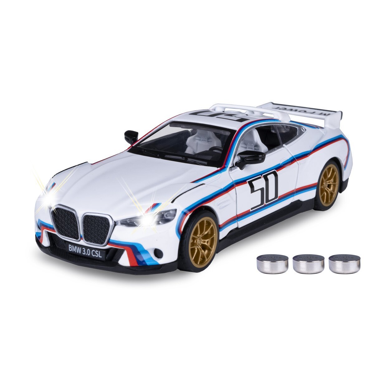 JAMARA BMW 3.0 CSL Diecast 1:34 weiß inkl. Knopfzellen ab 3 Jahren
