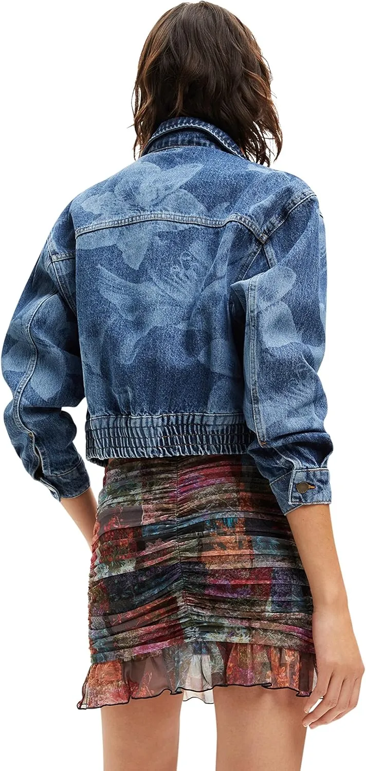 Desigual Damen Jeansjacke - Blau, mit floralem Muster 22WWED555053 GR. XL Desigual Damen Jeansjacke - Blau, mit floralem Muster 22WWED555053 GR. XL