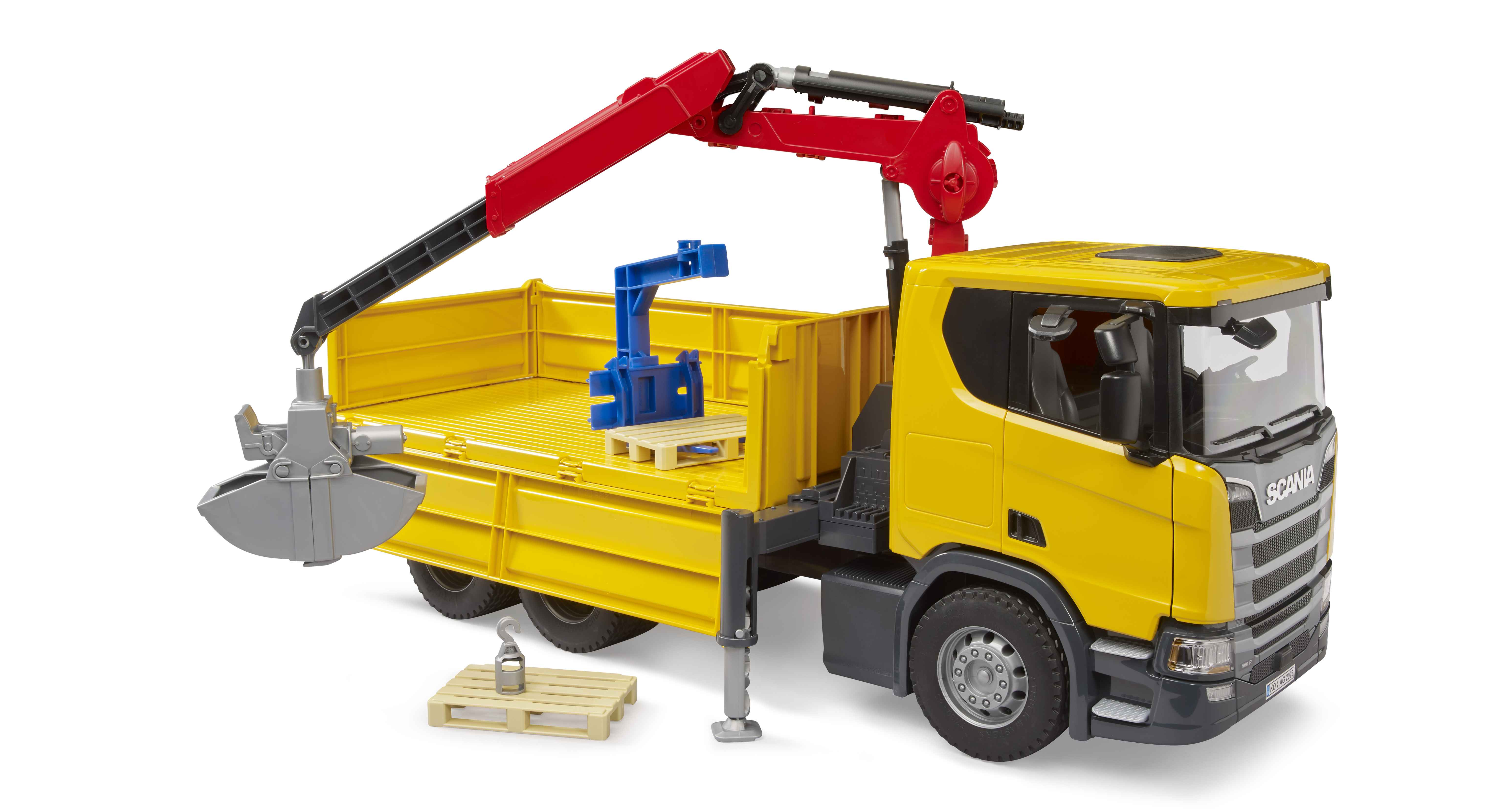 BRUDER 03551 - Scania Super 560R Baustellen-LKW mit Kran und 2 Paletten - Bild 2