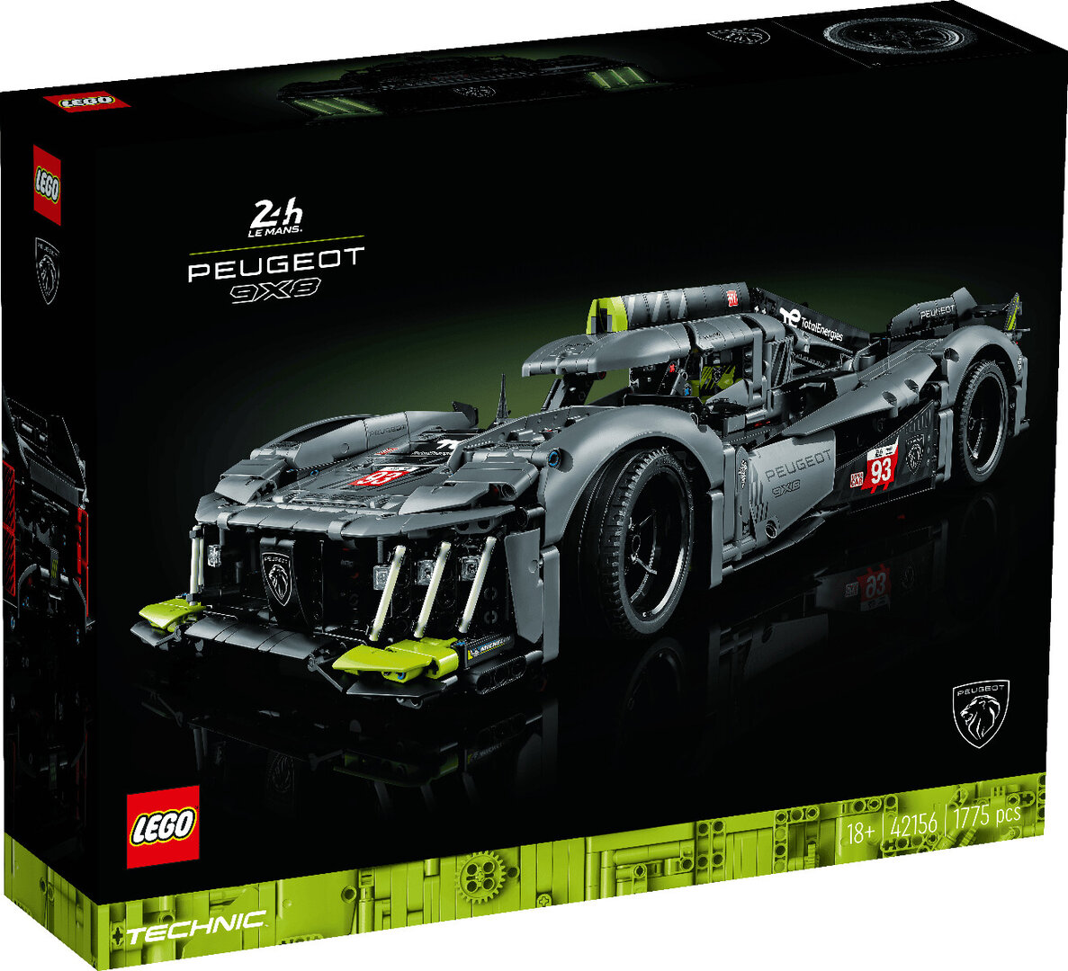 LEGO 42156 PEUGEOT 9X8 24H Le Mans Hybrid Hypercar LEGO, 42156, PEUGEOT, 9X8, 24H, Le, Mans, Hybrid, Hypercar, Maschine, Rad, Formel Eins, Sprach, Leichtmetallfelge