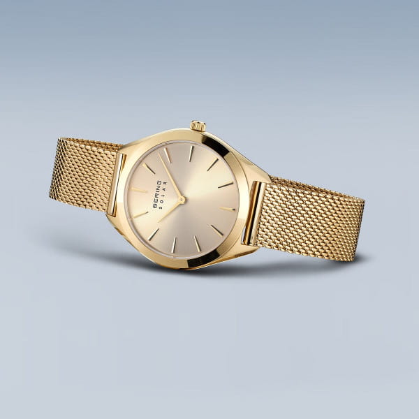 Bering 17331-333 Damenuhr, Milanaise/Solar, Gold