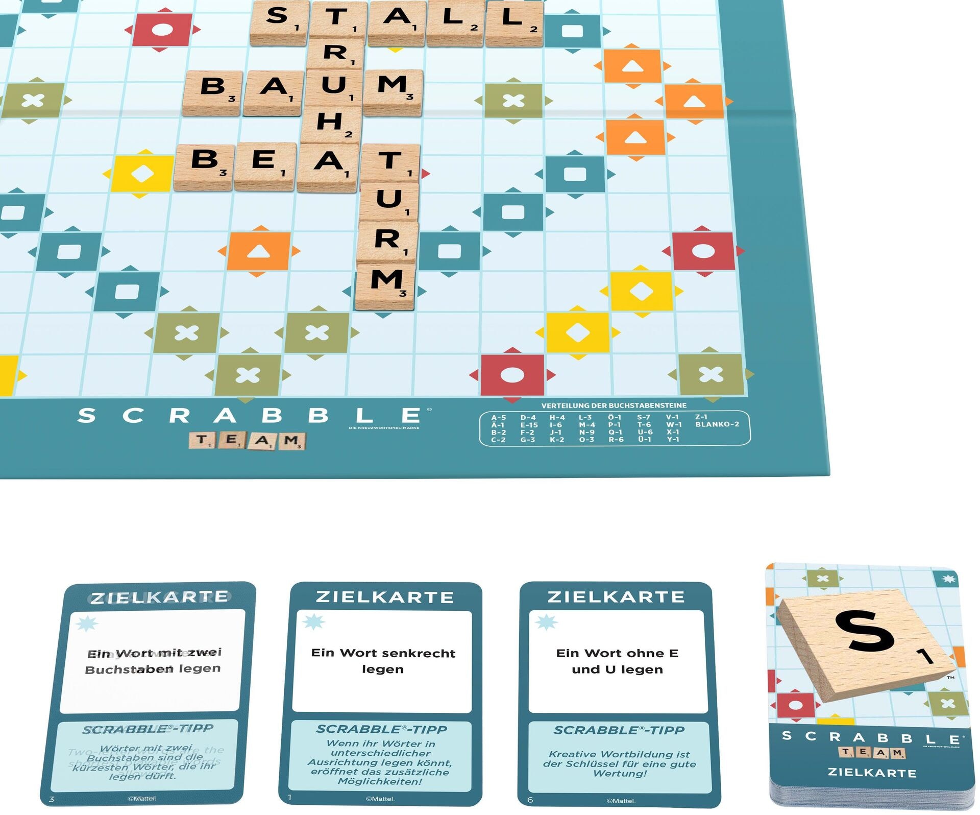 Produktfoto - Mattel - Scrabble Original Holz 2 in 1 (D) - Modell MATTEL JGR62 Produktbild fuer Online-Shop