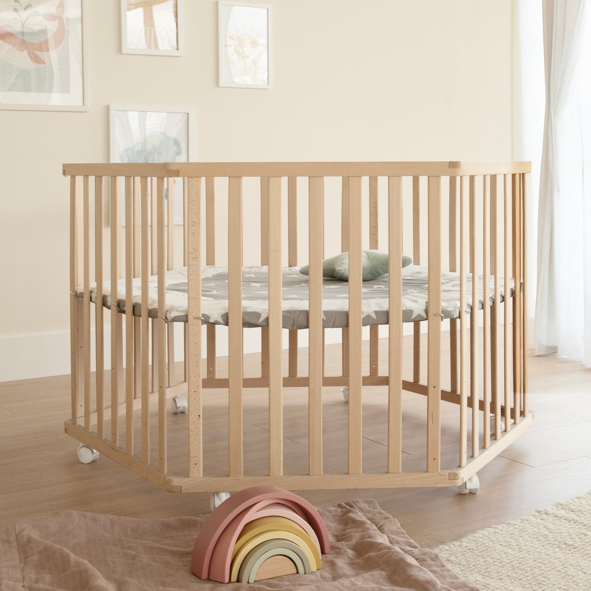 Roba 0232NAV190A Laufgitter 6-eckig Little Stars Bio Buche natur - Bild 6 Roba 0232NAV190A Laufgitter 6-eckig Little Stars Bio Buche natur - Produktbild 6