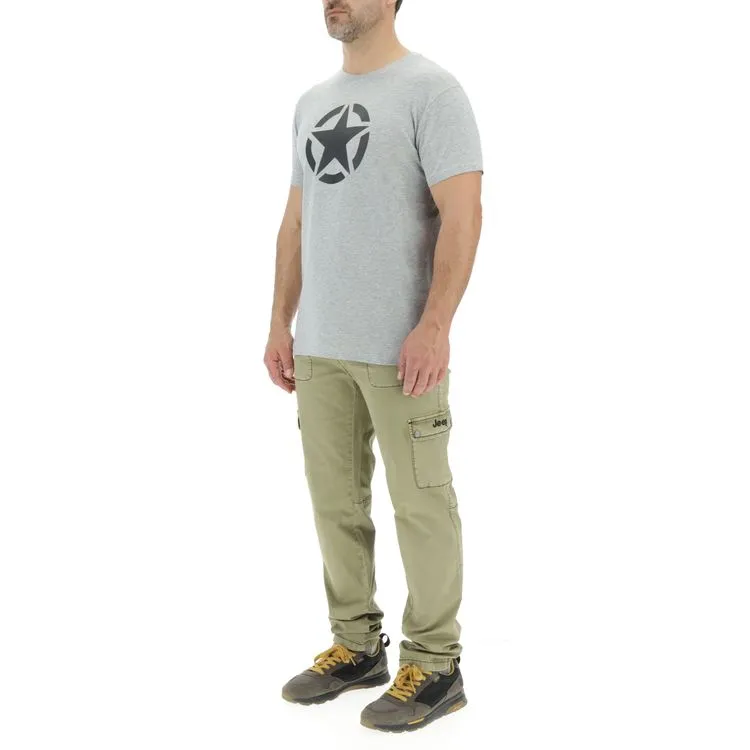 JEEP Herren T-Shirt O103347GR - Grau mit großem Stern-Print GR. XXL JEEP Herren T-Shirt O103347GR - Grau mit großem Stern-Print GR. XXL