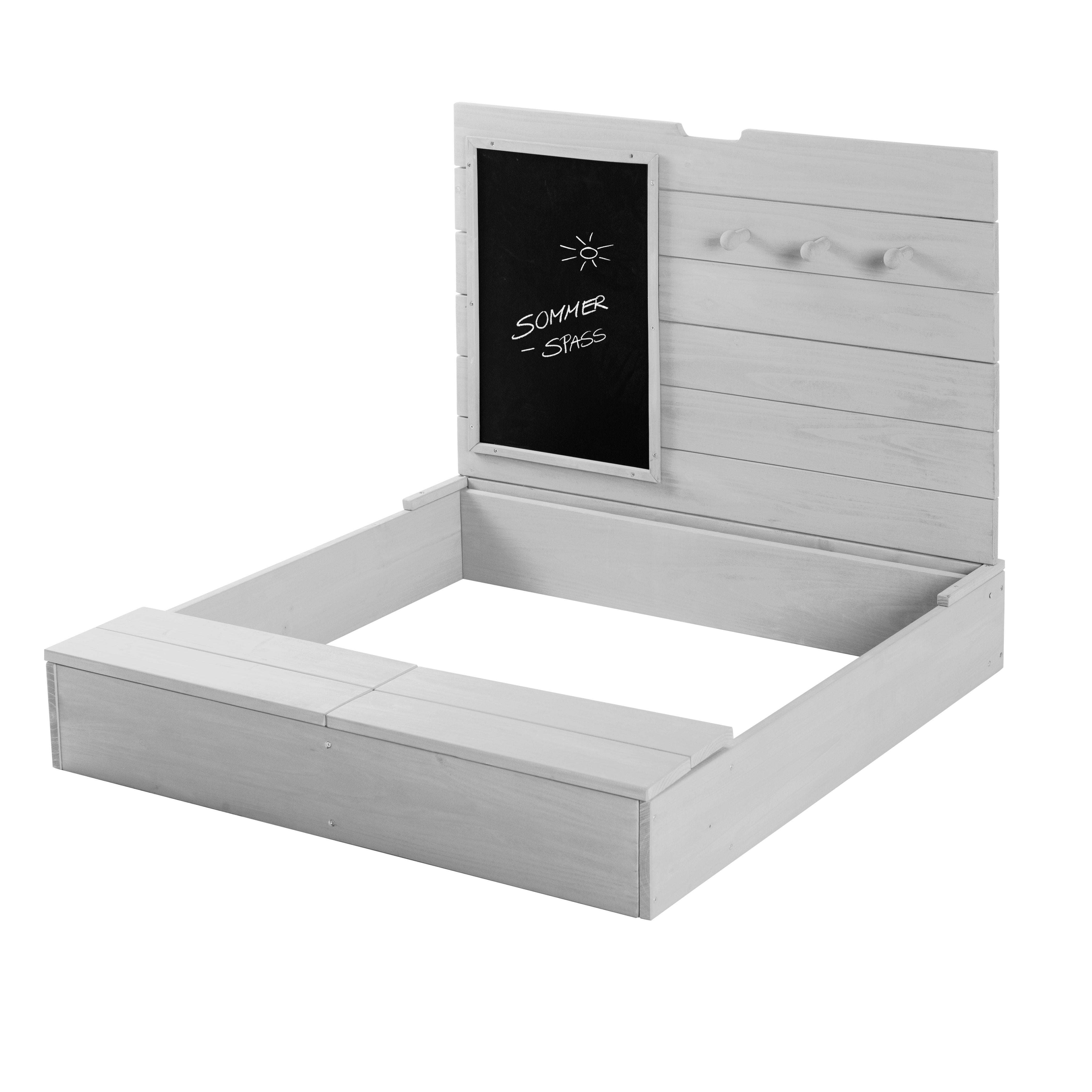 Roba 456011GA Sandkasten mit Deckel, Tafel & Haken grau – Outdoor + - Bild 4 Roba 456011GA Sandkasten mit Deckel, Tafel & Haken grau – Outdoor + - Produktbild 4