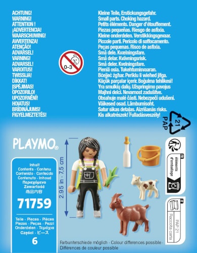 PLAYMOBIL 71759 - Special Plus: Frau mit Ziegen, Milchflasche & Eimer Werbung, Plakat, Figur, Kind, Person