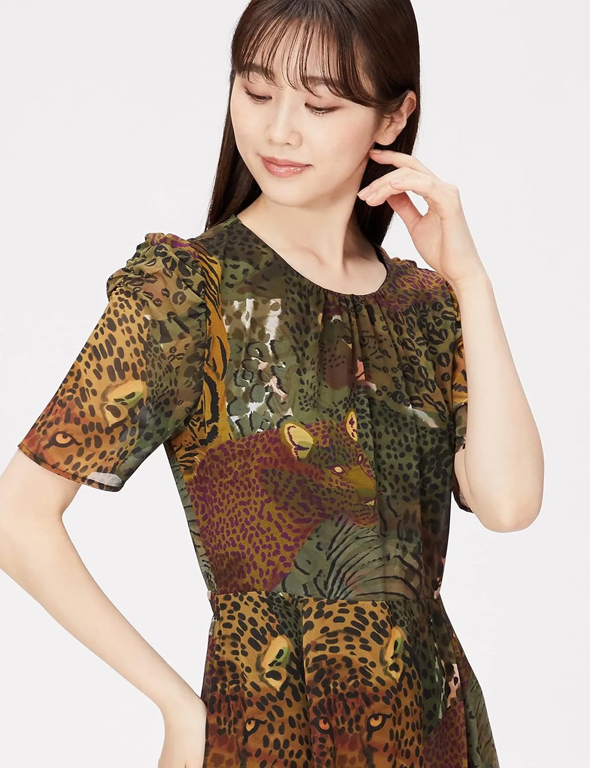 Desigual Damen Kleid „Wild Pattern Midi Dress“ - Braun/Grün 21WWVW664092 GR. L