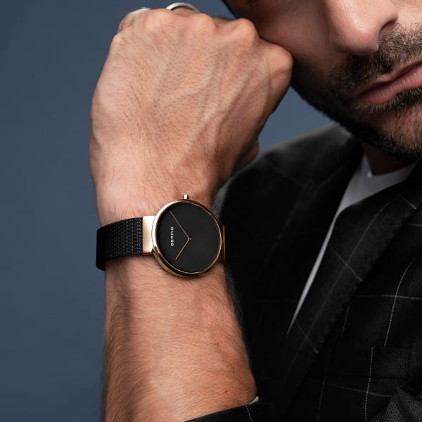 Bering 14539-166 Unisex Uhr, Milanaise, Schwarz/Rose