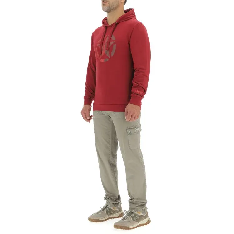 JEEP Herren Hoodie O103279RT - Dunkelrot mit großem Stern-Print GR. XXL