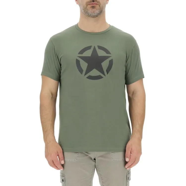 JEEP Herren T-Shirt O103347GN - Grün mit großem Stern-Print JEEP Herren T-Shirt O103347GN - Grün mit großem Stern-Print