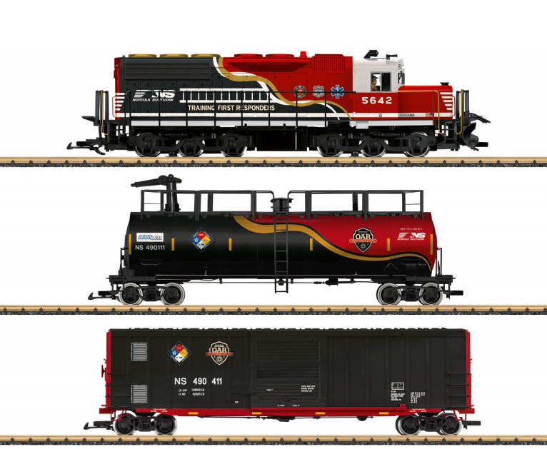 LGB L29911 Feuerlöschzug Hilfsund Trainingszug USA NS LGB, L29911, Feuerlöschzug, Hilfsund, Trainingszug, USA, NS, Eisenbahn, Lokomotive, Zug, Fahrzeug, Rad