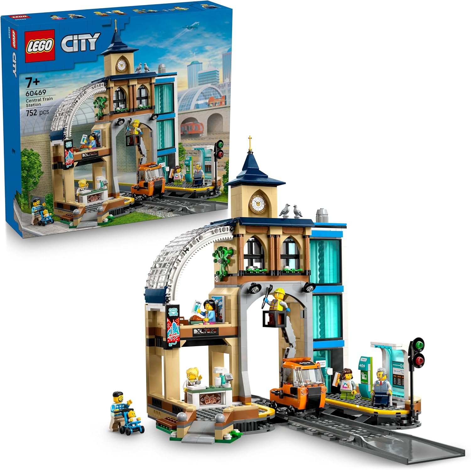 LEGO® City 60469 Hauptbahnhof LEGO® City 60469 Hauptbahnhof – Verpackung, Zubehör und Details sichtbar
