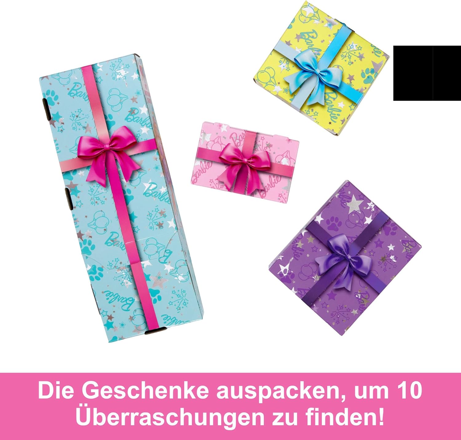 Barbie Party Unboxed Haustier Geburtstag Serie Lila Kleid & Überraschungen JFG70 Geschenk