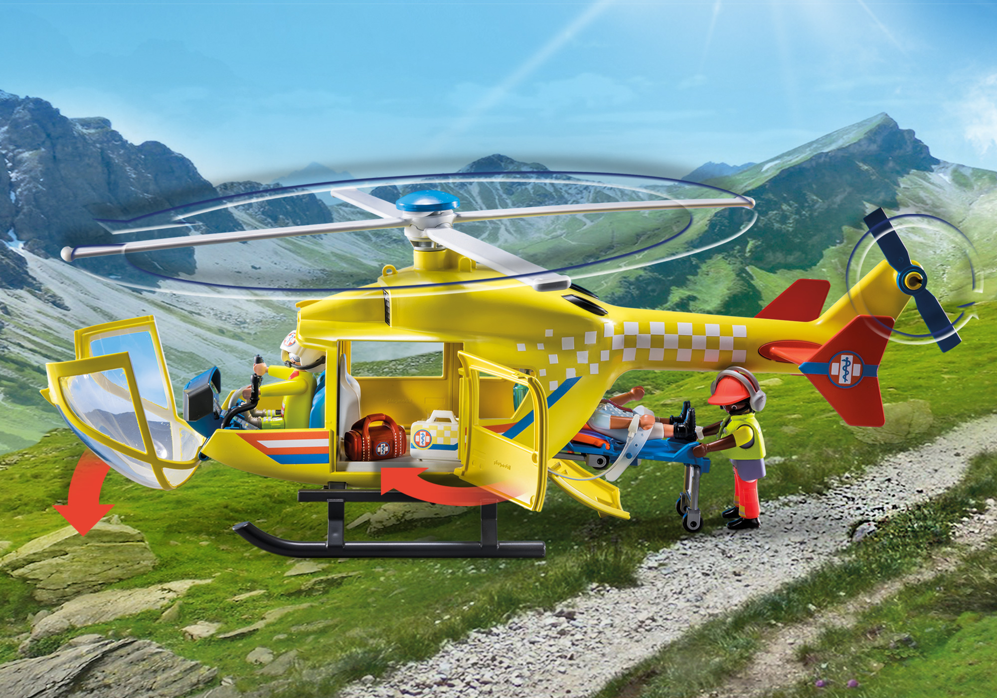 PLAYMOBIL 71203 Rettungshelikopter Flugzeug, Hubschrauber, Transport, Fahrzeug, Person