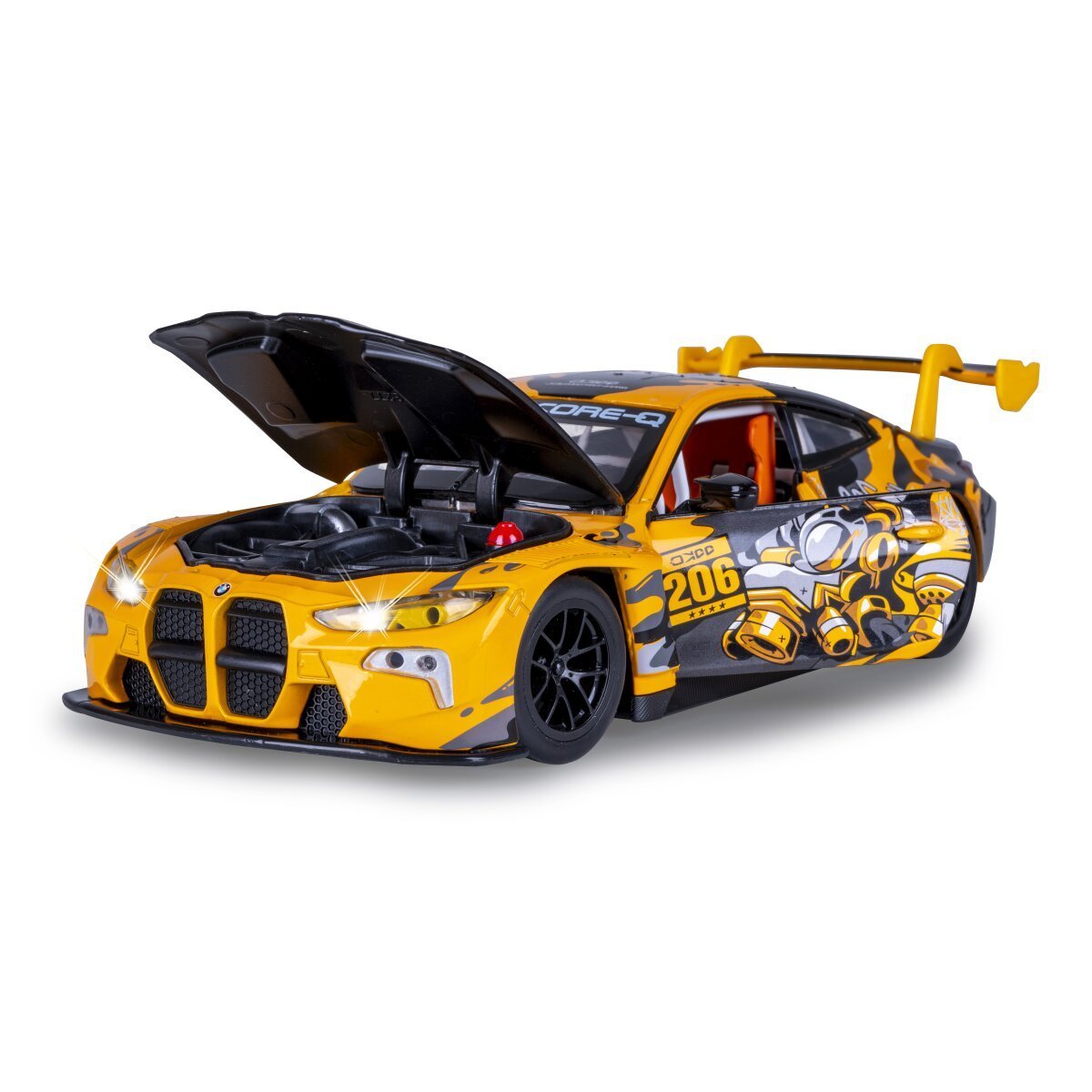 JAMARA BMW M4 GT3 Diecast 1:24 gelb inkl. Knopfzellen ab 3 Jahren