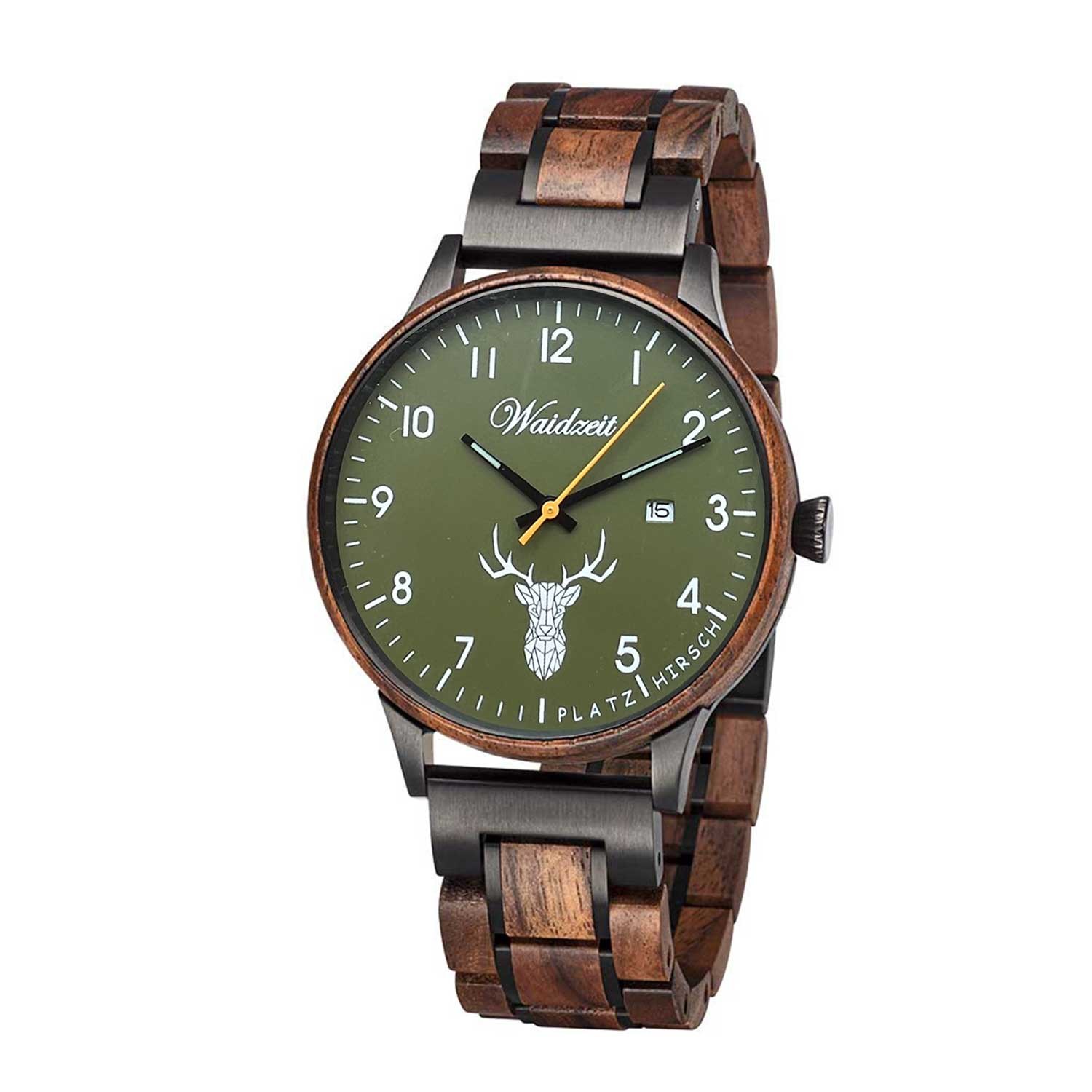 WAIDZEIT HM01W Herrenuhr Hubertus Platzhirsch Moosgrün WAIDZEIT HM01W Herrenuhr Hubertus Platzhirsch Moosgrün